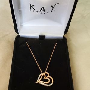 NIB Rose Gold and Diamond Heart Pendant from Kay